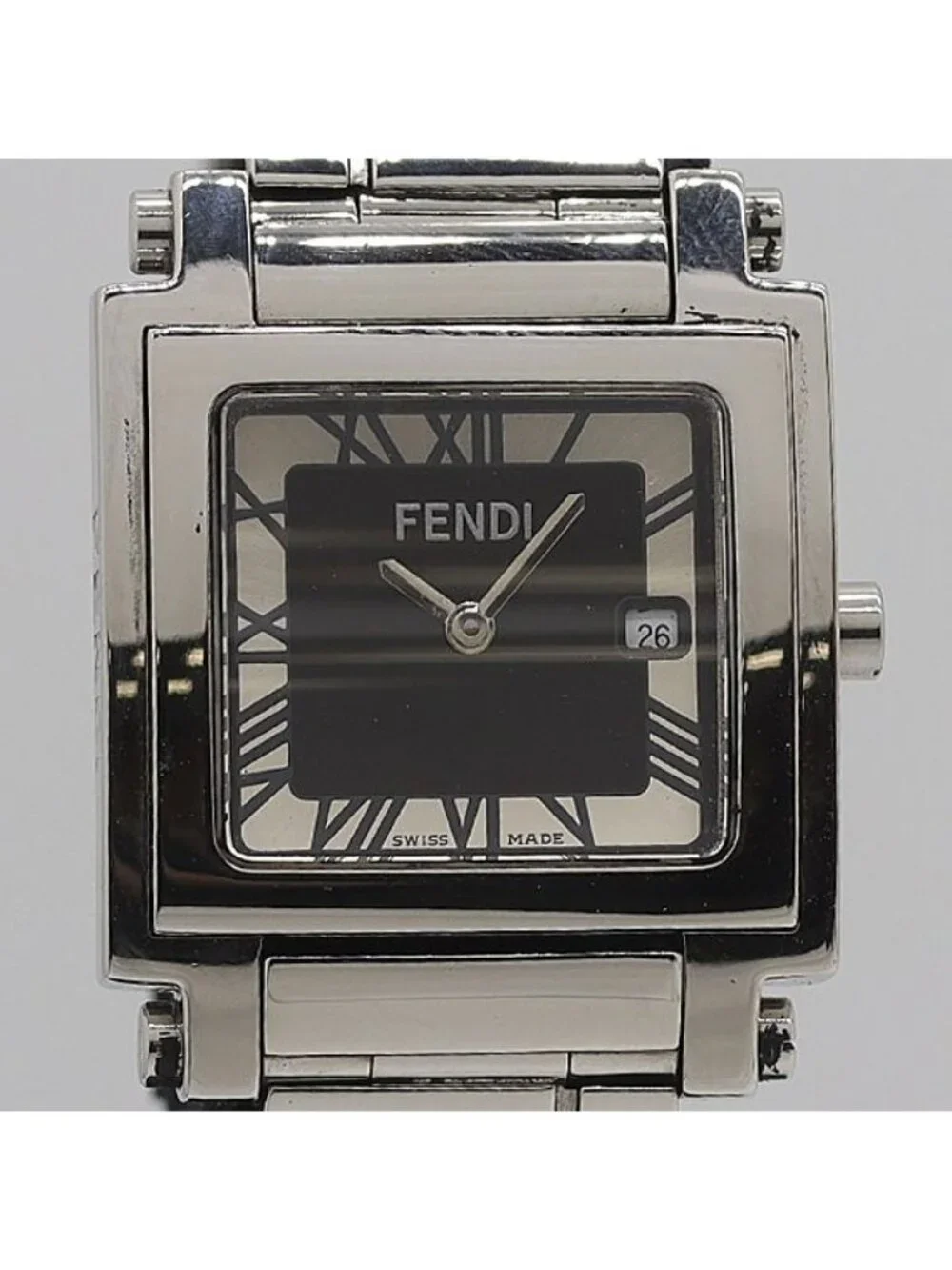 Fendi Quartz Black Dial Date Square Watch